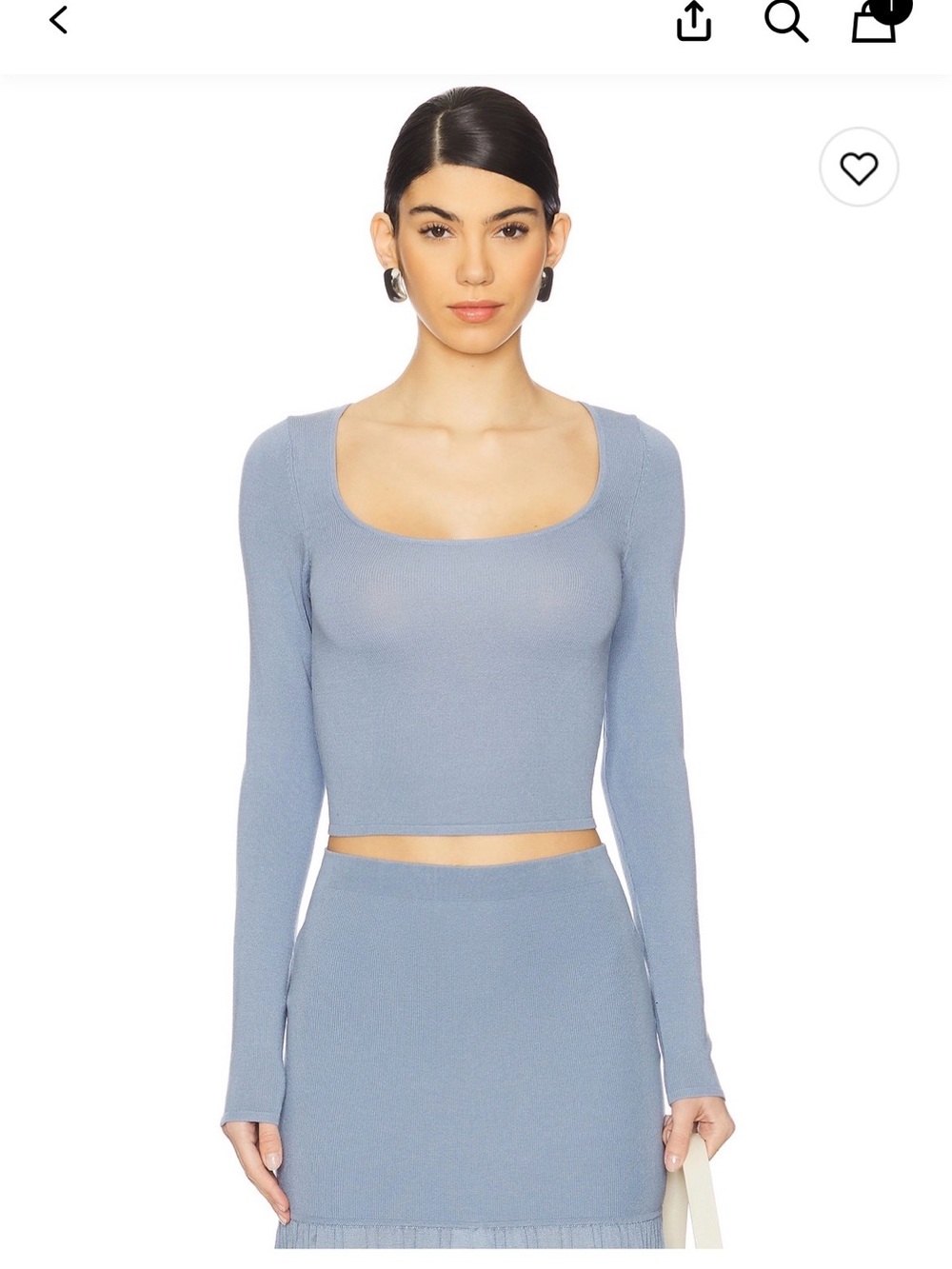 Scoop Neck Long Sleeve Cropped Top in Dusty Blue from revolve